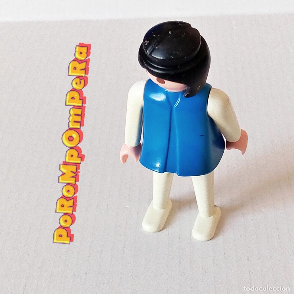 Playmobil: PLAYMOBIL FIGURA CL&Aacute;SICA MUJER BRAZO-PIERNA BLANCO TORSO AZUL A&Ntilde;OS 80 NO FAMOBIL P