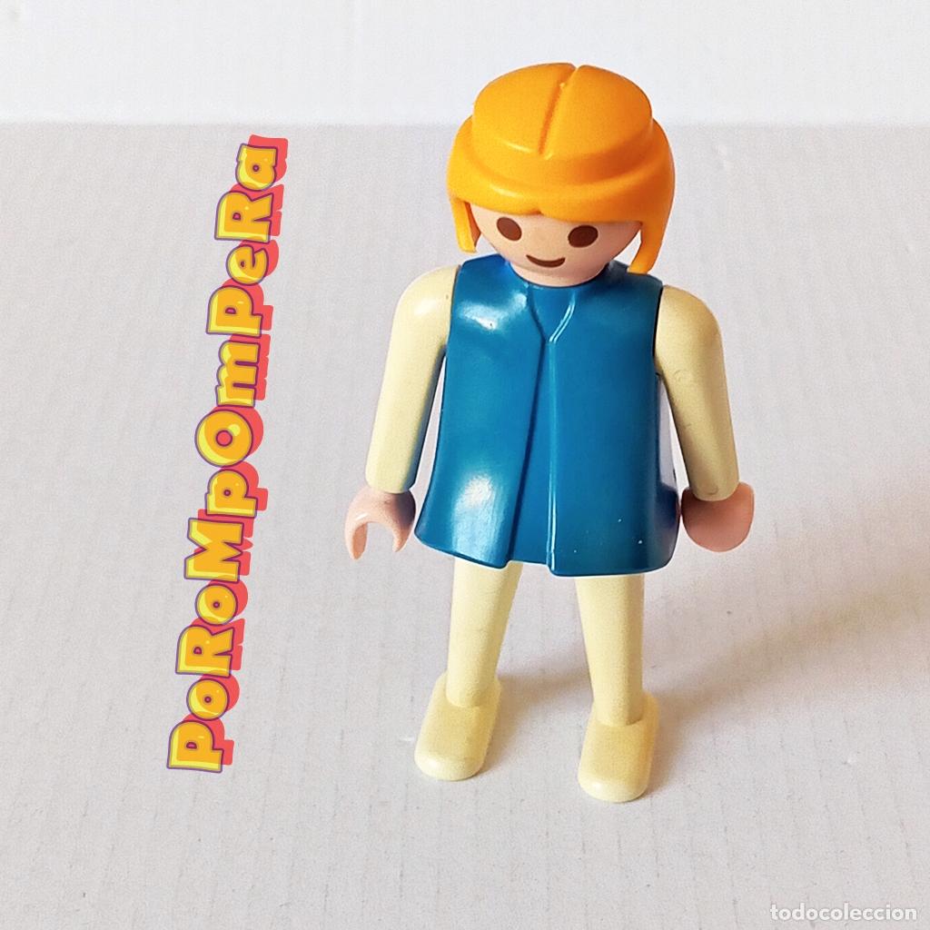 Playmobil: PLAYMOBIL FIGURA CL&Aacute;SICA MUJER BRAZO-PIERNA BLANCO TORSO AZUL A&Ntilde;OS 80 NO FAMOBIL R