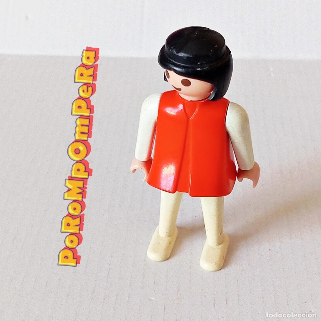 Playmobil: PLAYMOBIL FIGURA CL&Aacute;SICA MUJER BRAZO-PIERNA BLANCO TORSO ROJO A&Ntilde;OS 80 NO FAMOBIL C