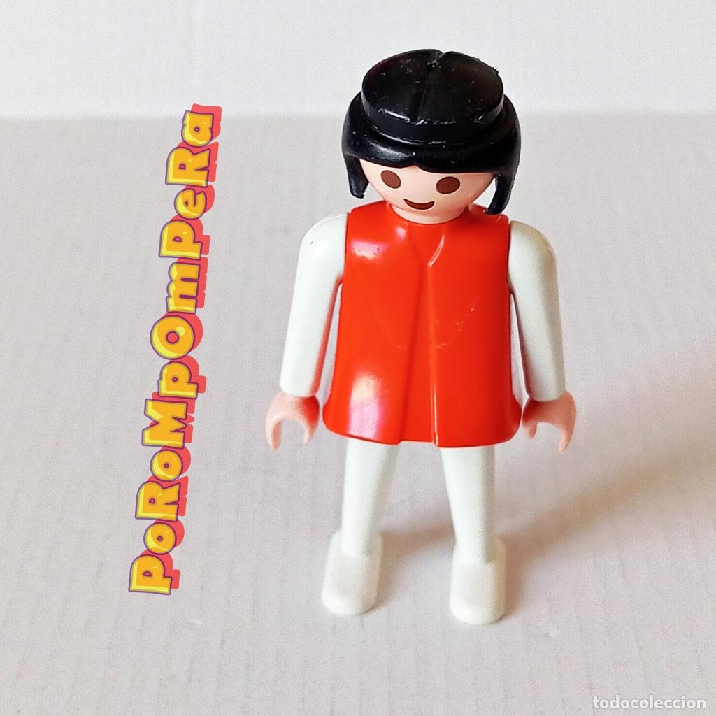 Playmobil: PLAYMOBIL FIGURA CL&Aacute;SICA MUJER BRAZO-PIERNA BLANCO TORSO ROJO A&Ntilde;OS 80 NO FAMOBIL D