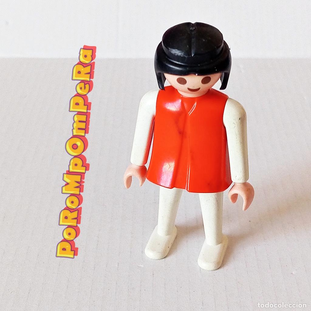 Playmobil: PLAYMOBIL FIGURA CL&Aacute;SICA MUJER BRAZO-PIERNA BLANCO TORSO ROJO A&Ntilde;OS 80 NO FAMOBIL i