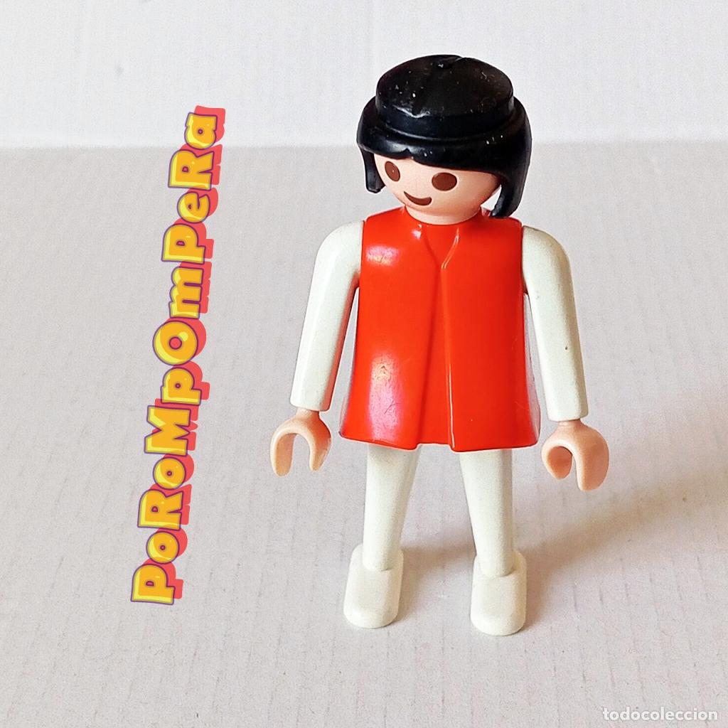 Playmobil: PLAYMOBIL FIGURA CL&Aacute;SICA MUJER BRAZO-PIERNA BLANCO TORSO ROJO A&Ntilde;OS 80 NO FAMOBIL L