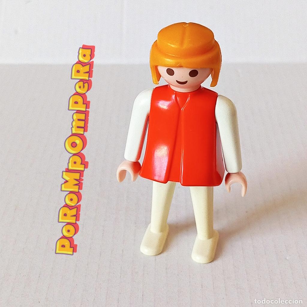 Playmobil: PLAYMOBIL FIGURA CL&Aacute;SICA MUJER BRAZO-PIERNA BLANCO TORSO ROJO A&Ntilde;OS 80 NO FAMOBIL P