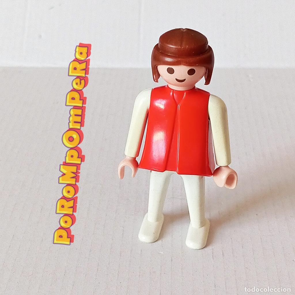 Playmobil: PLAYMOBIL FIGURA CL&Aacute;SICA MUJER BRAZO-PIERNA BLANCO TORSO ROJO A&Ntilde;OS 80 NO FAMOBIL U