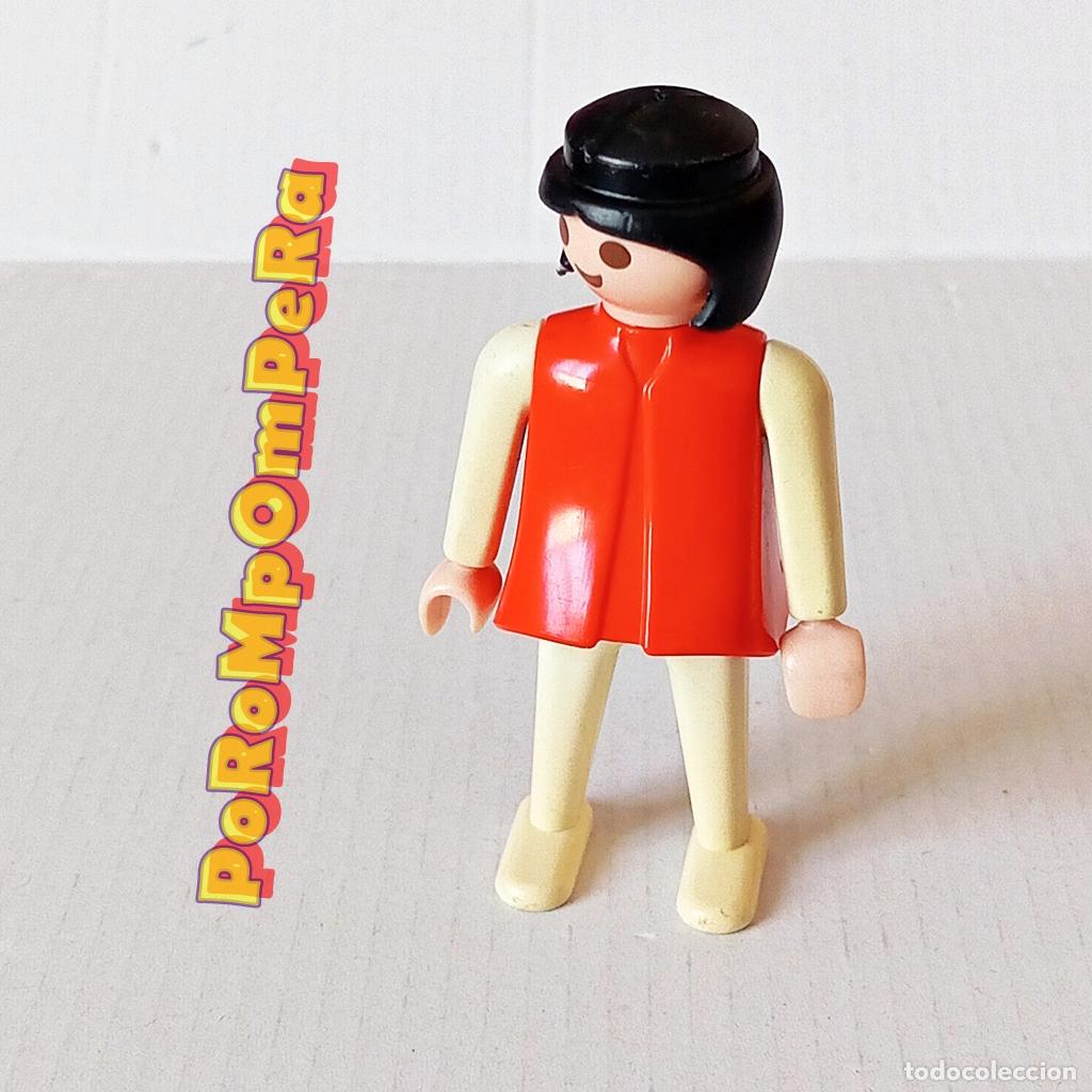 Playmobil: PLAYMOBIL FIGURA CL&Aacute;SICA MUJER BRAZO-PIERNA BLANCO TORSO ROJO A&Ntilde;OS 80 NO FAMOBIL V