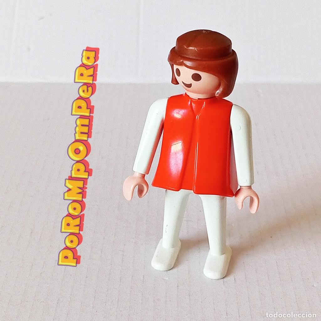 Playmobil: PLAYMOBIL FIGURA CL&Aacute;SICA MUJER BRAZO-PIERNA BLANCO TORSO ROJO A&Ntilde;OS 80 NO FAMOBIL W