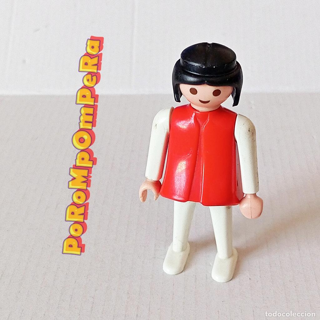Playmobil: PLAYMOBIL FIGURA CL&Aacute;SICA MUJER BRAZO-PIERNA BLANCO TORSO ROJO A&Ntilde;OS 80 NO FAMOBIL 1