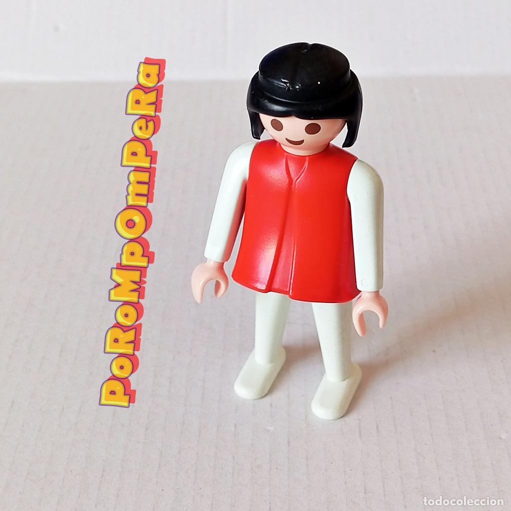 Playmobil: PLAYMOBIL FIGURA CL&Aacute;SICA MUJER BRAZO-PIERNA BLANCO TORSO ROJO A&Ntilde;OS 80 NO FAMOBIL 3