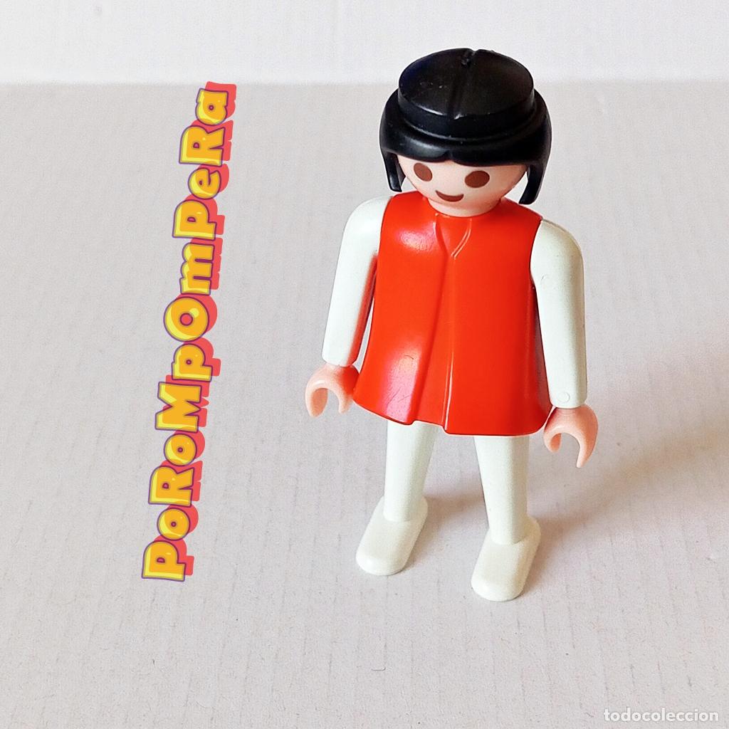Playmobil: PLAYMOBIL FIGURA CL&Aacute;SICA MUJER BRAZO-PIERNA BLANCO TORSO ROJO A&Ntilde;OS 80 NO FAMOBIL 4