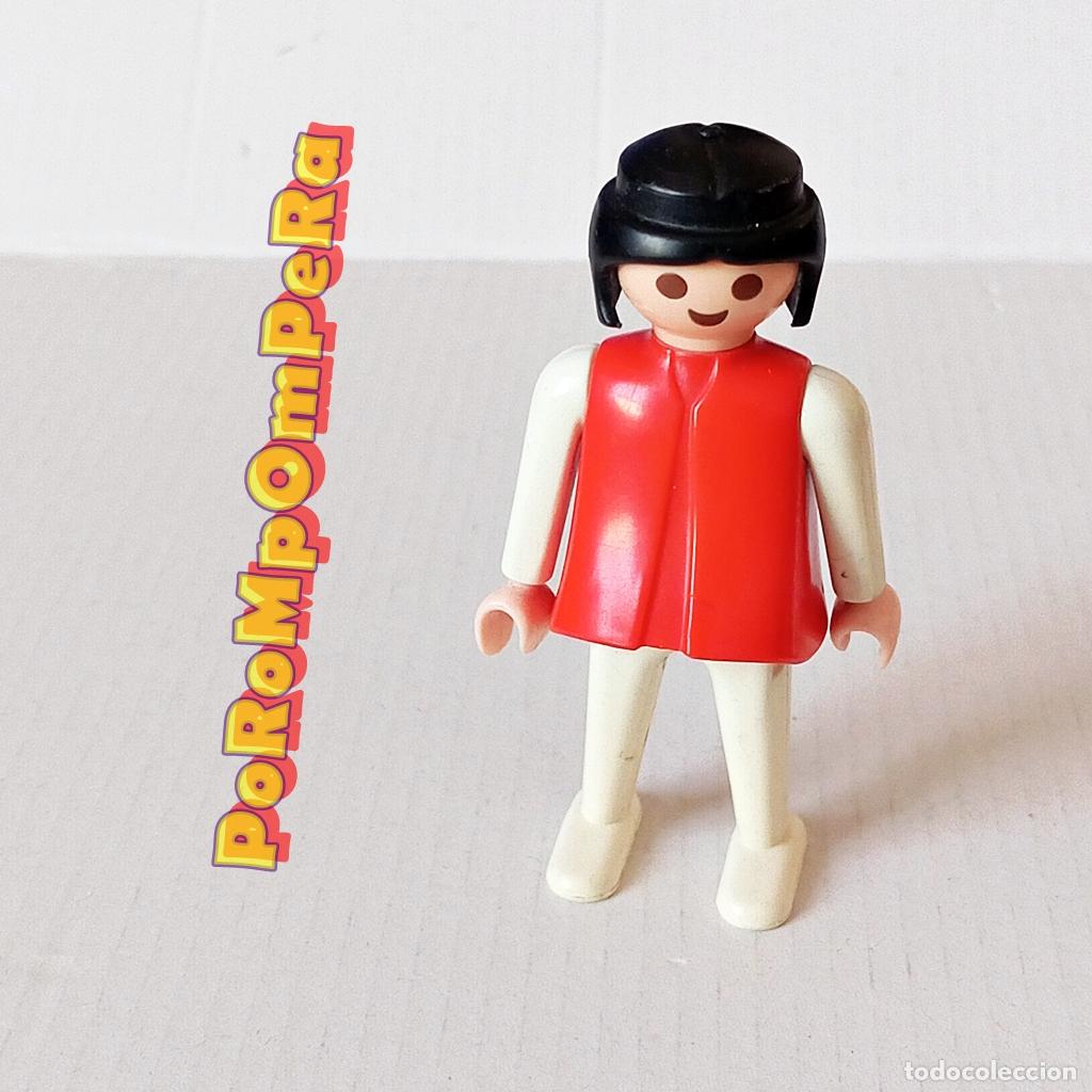 Playmobil: PLAYMOBIL FIGURA CL&Aacute;SICA MUJER BRAZO-PIERNA BLANCO TORSO ROJO A&Ntilde;OS 80 NO FAMOBIL 8