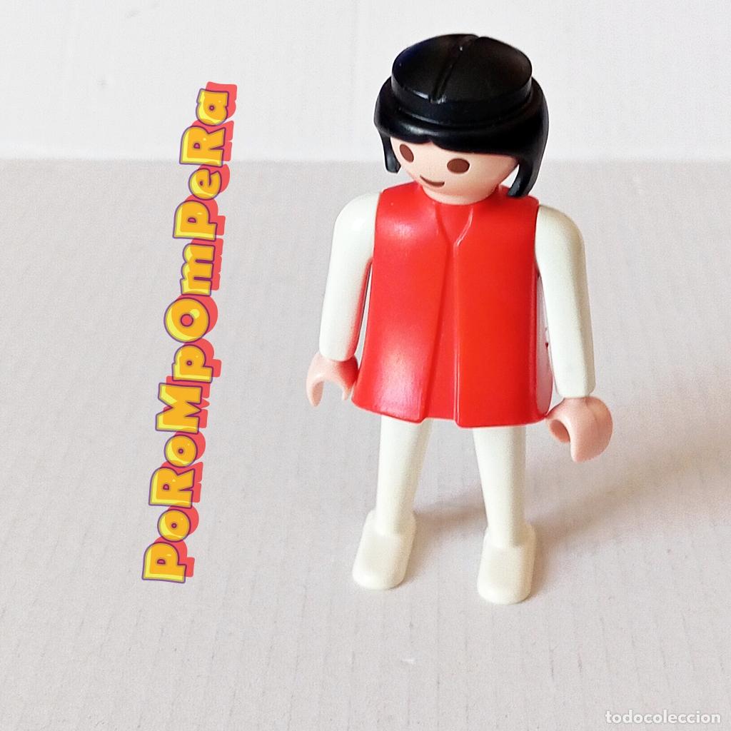 Playmobil: PLAYMOBIL FIGURA CL&Aacute;SICA MUJER BRAZO-PIERNA BLANCO TORSO ROJO A&Ntilde;OS 80 NO FAMOBIL 11