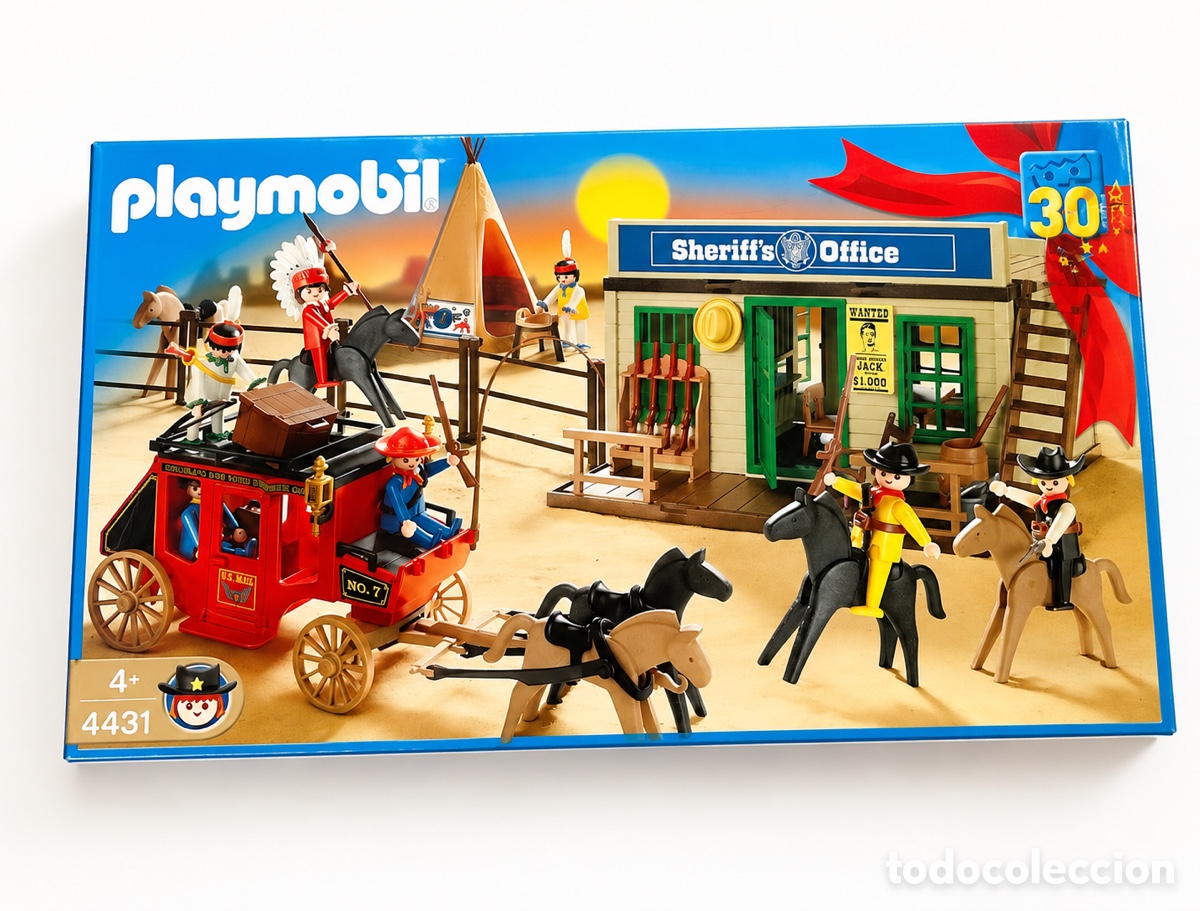 Playmobil: Playmobil 4431 Sheriff&rsquo;s Office western vintage con caja diligencia y accesorios