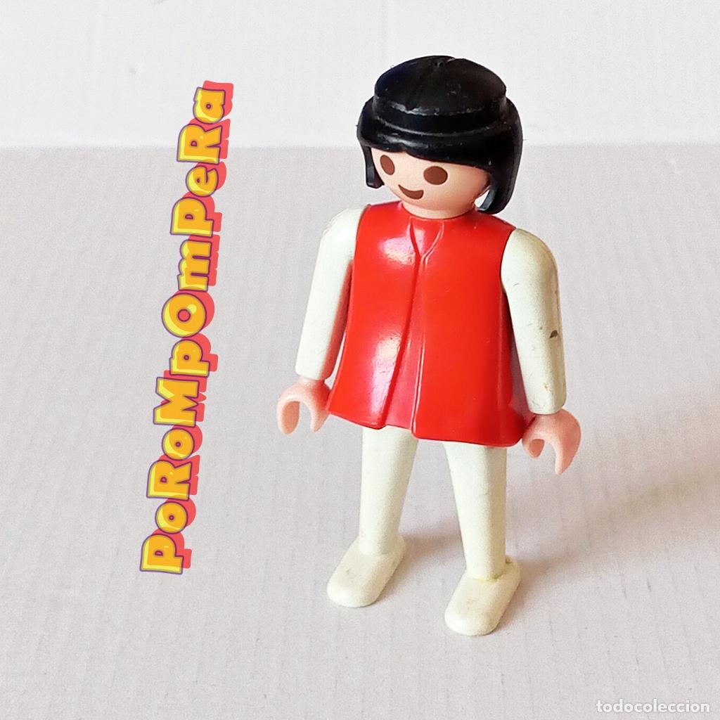 Playmobil: PLAYMOBIL FIGURA CL&Aacute;SICA MUJER BRAZO-PIERNA BLANCO TORSO ROJO A&Ntilde;OS 80 NO FAMOBIL 15