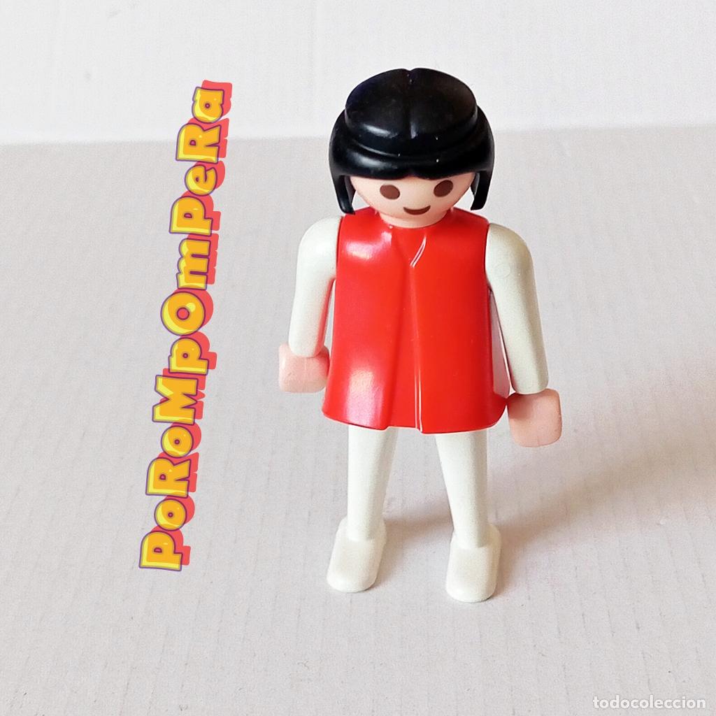 Playmobil: PLAYMOBIL FIGURA CL&Aacute;SICA MUJER BRAZO-PIERNA BLANCO TORSO ROJO A&Ntilde;OS 80 NO FAMOBIL 22