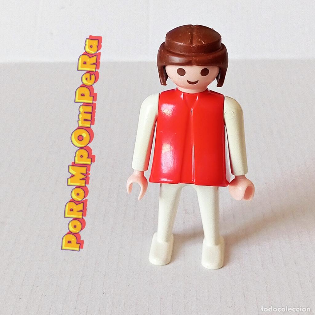Playmobil: PLAYMOBIL FIGURA CL&Aacute;SICA MUJER BRAZO-PIERNA BLANCO TORSO ROJO A&Ntilde;OS 80 NO FAMOBIL 23