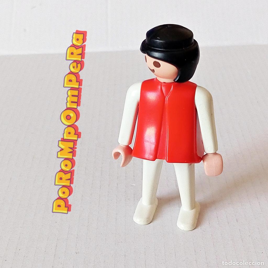 Playmobil: PLAYMOBIL FIGURA CL&Aacute;SICA MUJER BRAZO-PIERNA BLANCO TORSO ROJO A&Ntilde;OS 80 NO FAMOBIL 24