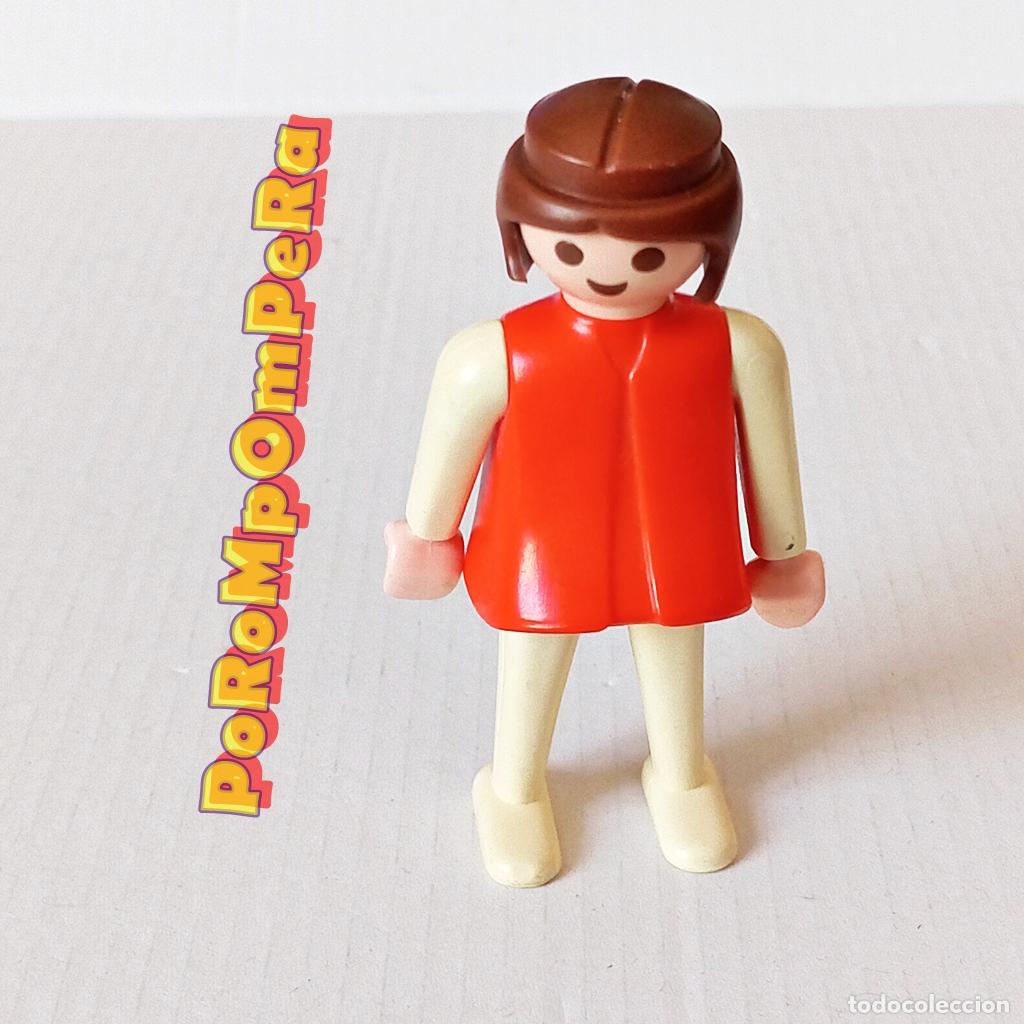 Playmobil: PLAYMOBIL FIGURA CL&Aacute;SICA MUJER BRAZO-PIERNA BLANCO TORSO ROJO A&Ntilde;OS 80 NO FAMOBIL 25