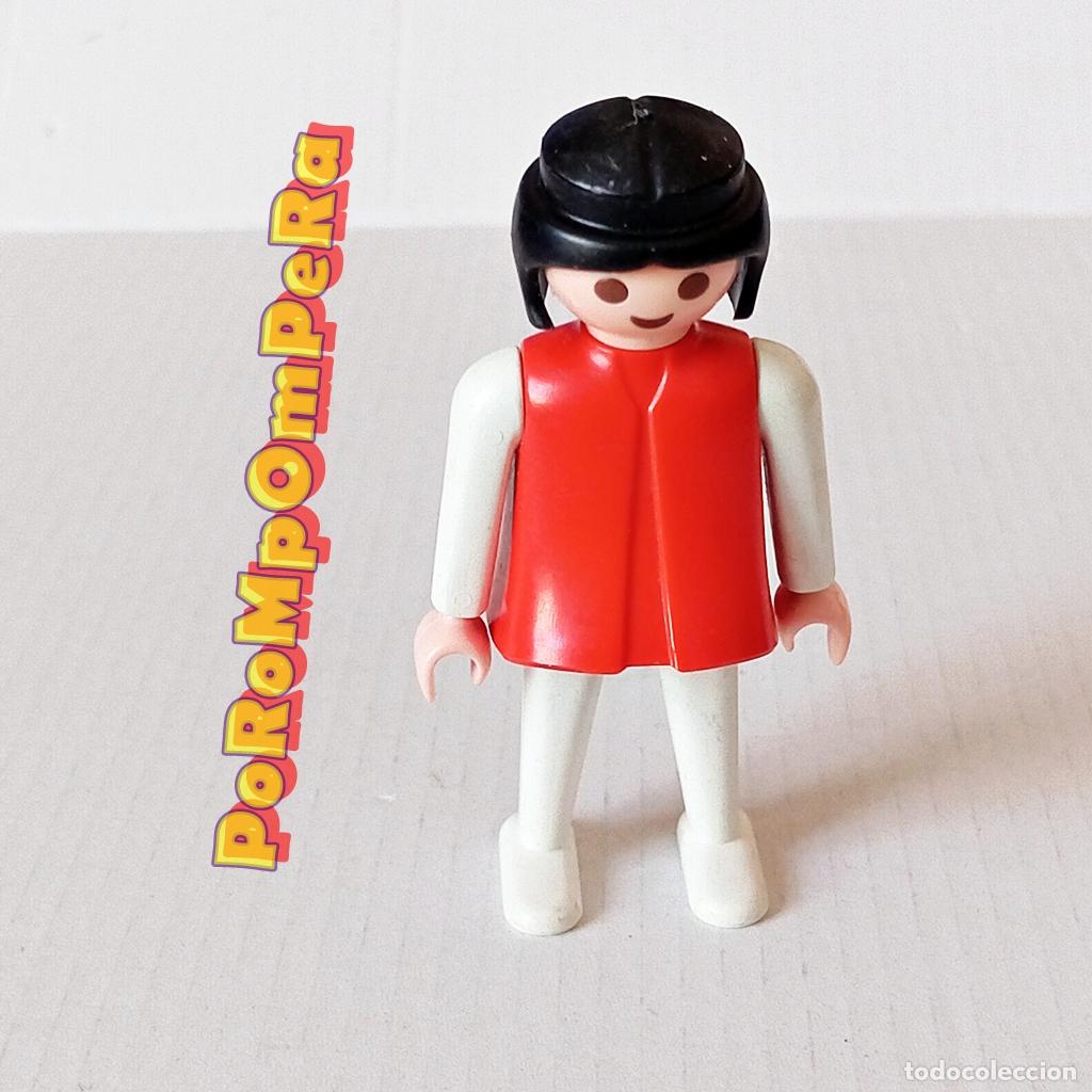 Playmobil: PLAYMOBIL FIGURA CL&Aacute;SICA MUJER BRAZO-PIERNA BLANCO TORSO ROJO A&Ntilde;OS 80 NO FAMOBIL 26