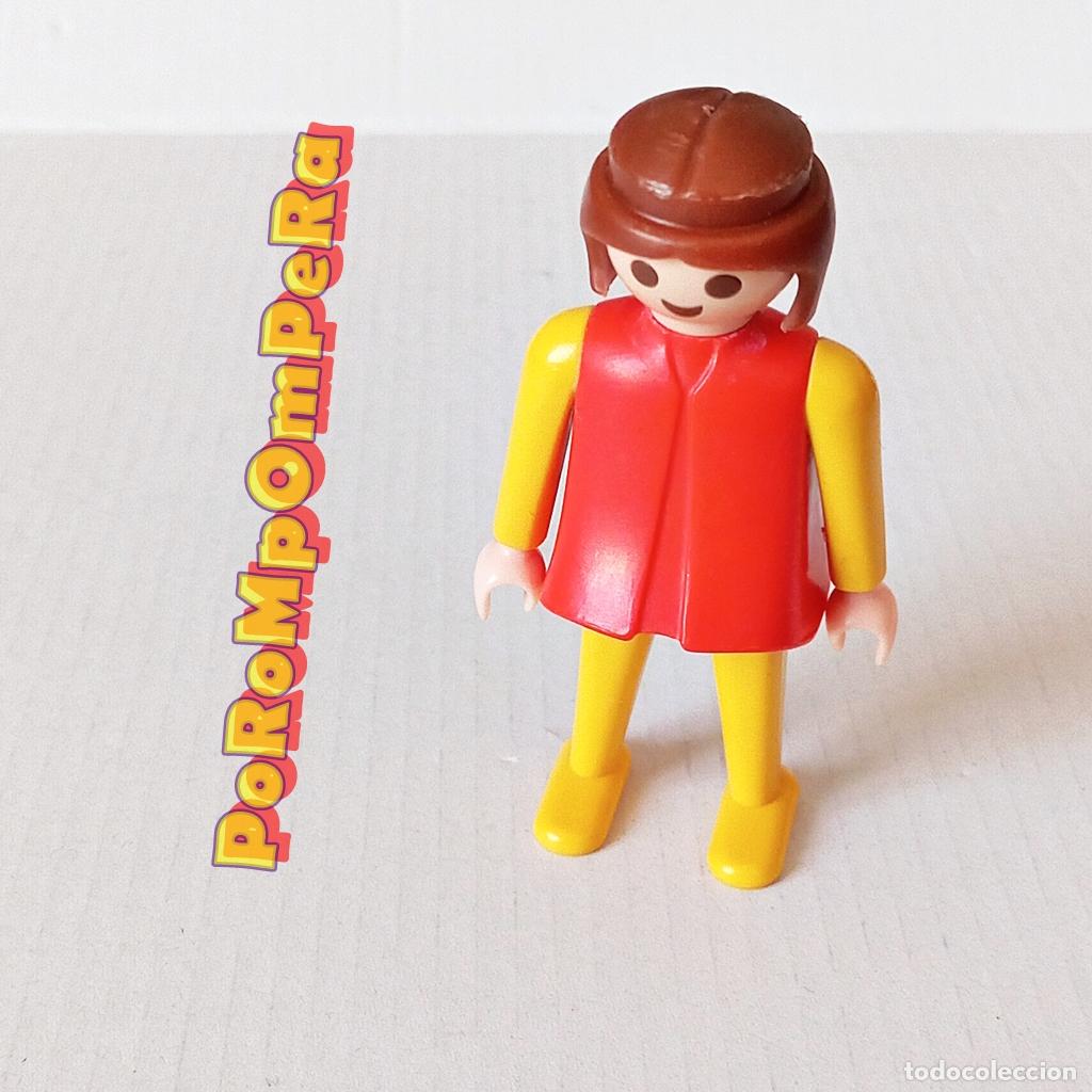 Playmobil: PLAYMOBIL FIGURA CL&Aacute;SICA MUJER BRAZO-PIERNA AMARILLO TORSO ROJO 3224 3789 A&Ntilde;OS 80 NO FAMOBIL B