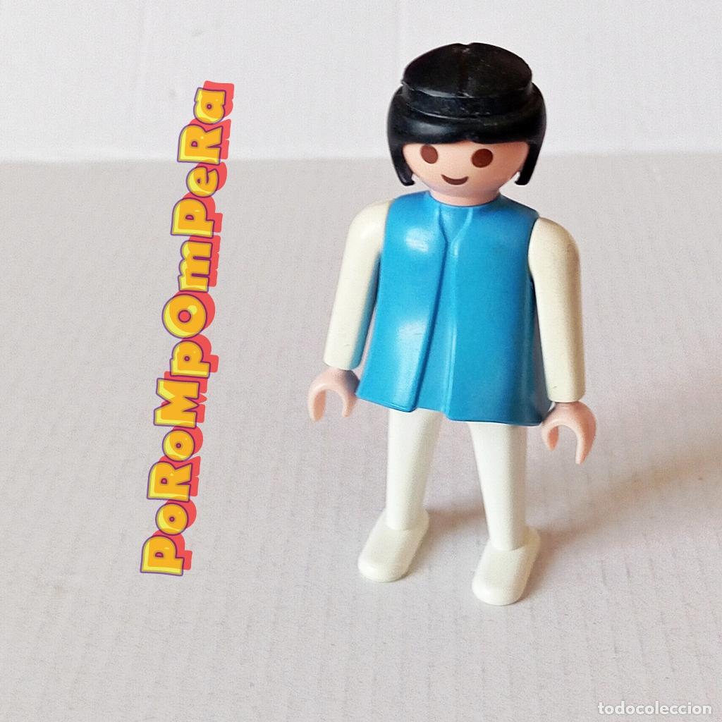 Playmobil: PLAYMOBIL FIGURA CL&Aacute;SICA MUJER BRAZO-PIERNA BLANCO TORSO CELESTE 3139 3437 3495 A&Ntilde;OS 80 NO FAMOBIL B
