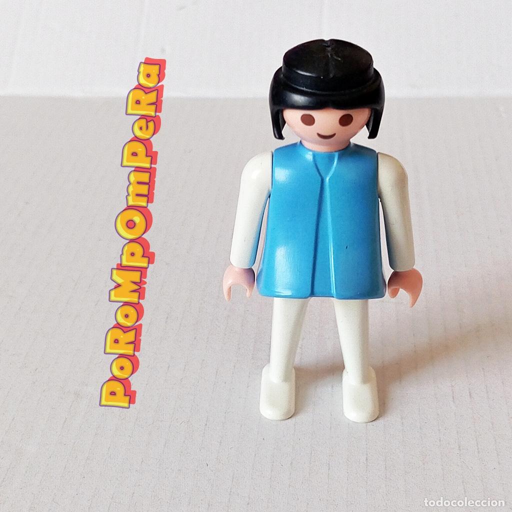 Playmobil: PLAYMOBIL FIGURA CL&Aacute;SICA MUJER BRAZO-PIERNA BLANCO TORSO CELESTE 3139 3437 3495 A&Ntilde;OS 80 NO FAMOBIL C