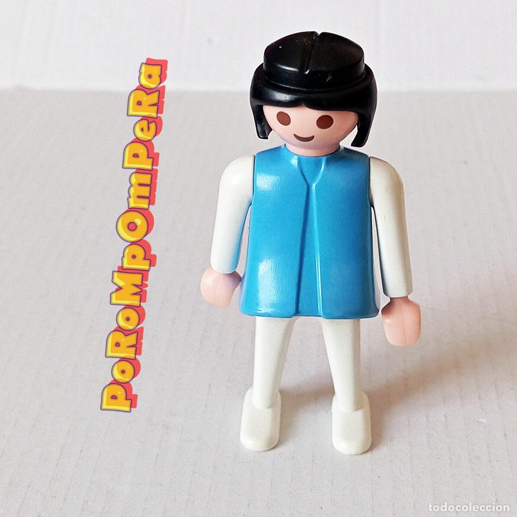 Playmobil: PLAYMOBIL FIGURA CL&Aacute;SICA MUJER BRAZO-PIERNA BLANCO TORSO CELESTE 3139 3437 3495 A&Ntilde;OS 80 NO FAMOBIL D