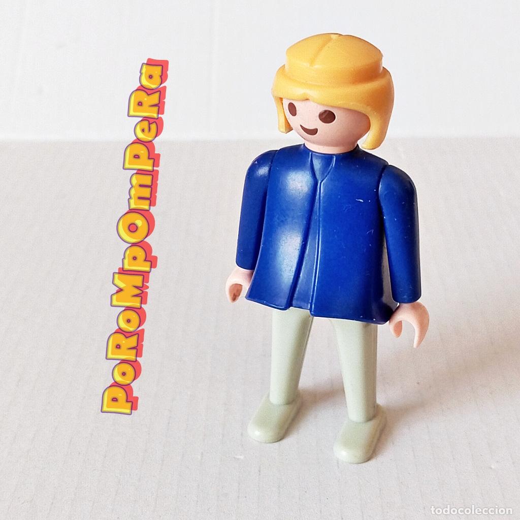 Playmobil: PLAYMOBIL FIGURA CL&Aacute;SICA MUJER BRAZO TORSO AZUL OSCURO PIERNA GRIS 3349 3489 A&Ntilde;OS 80 NO FAMOBIL