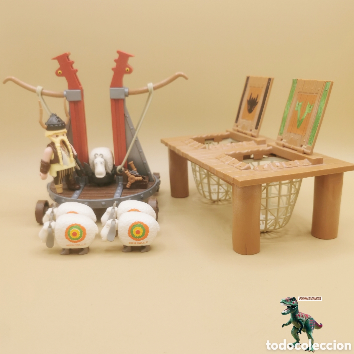 Playmobil: Playmobil como entrenar a tu dragon campo de entrenamiento lanzador de ovejas vikingos 9461