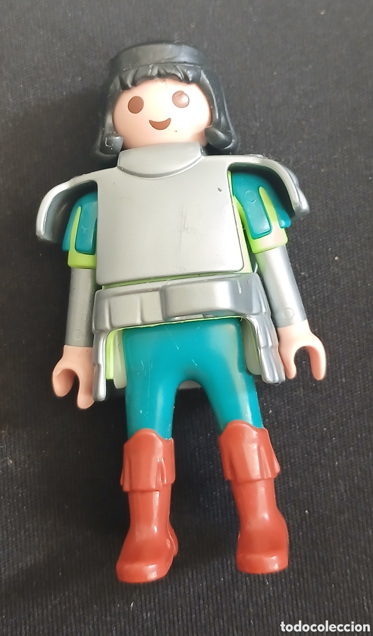 Playmobil: Playmobil Geobra 2009 figura medieval caballero guerrero drag&oacute;n verde armadura plata castillo