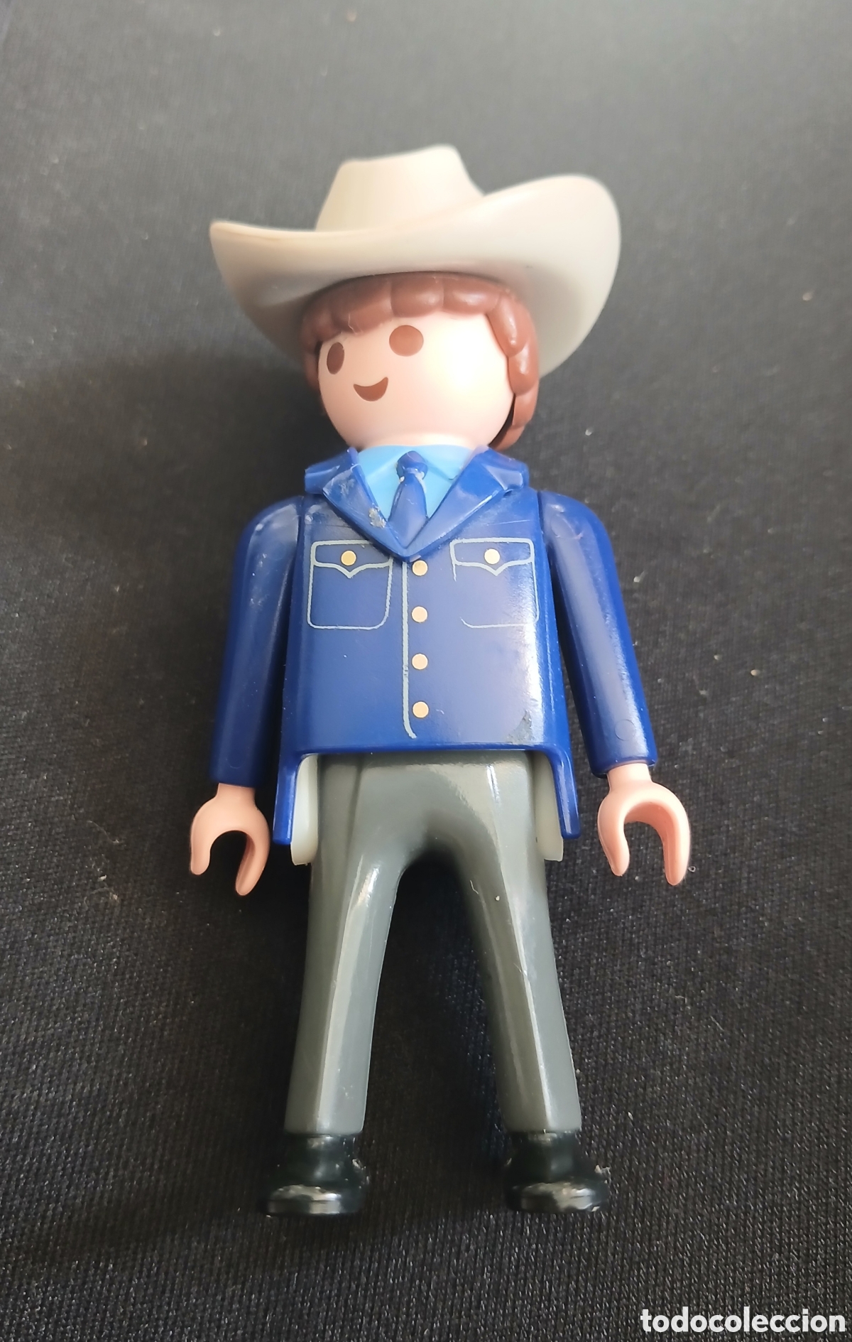 Playmobil: Playmobil Geobra 1997 figura traje azul con corbata - piloto, polic&iacute;a, ch&oacute;fer, novio, oficina,