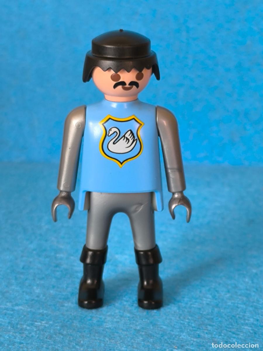 Playmobil: playmobil figura caballero medieval con bigote azul claro orden del cisne castillo pr&iacute;ncipe vikingos