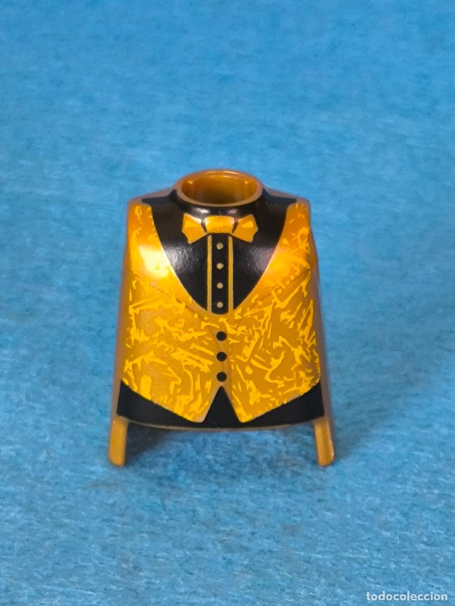Playmobil: Playmobil torso cuerpo hombre dorado camisa negra chaleco filigranas pajarita oeste victoriano