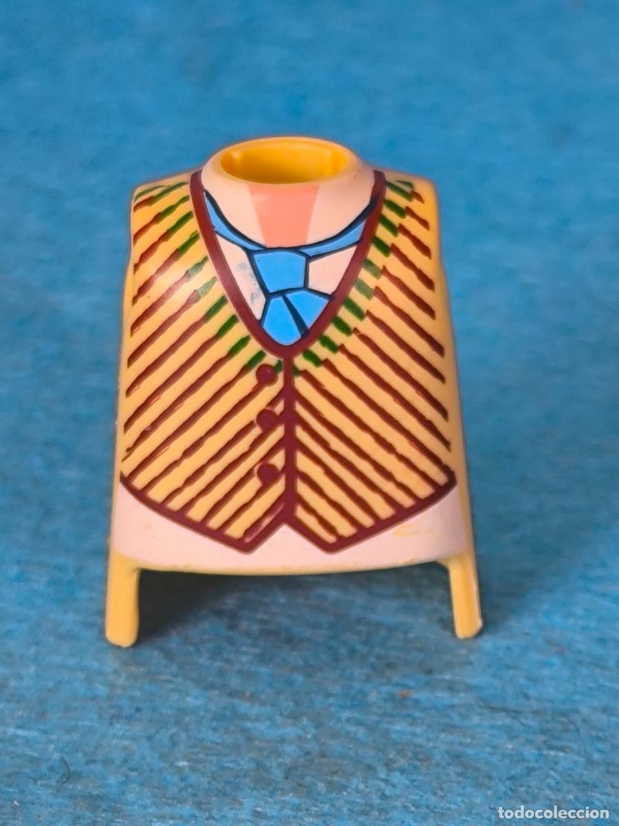 Playmobil: Playmobil torso cuerpo hombre crema chaleco rayas corbata azul Van Gogh oeste victoriano