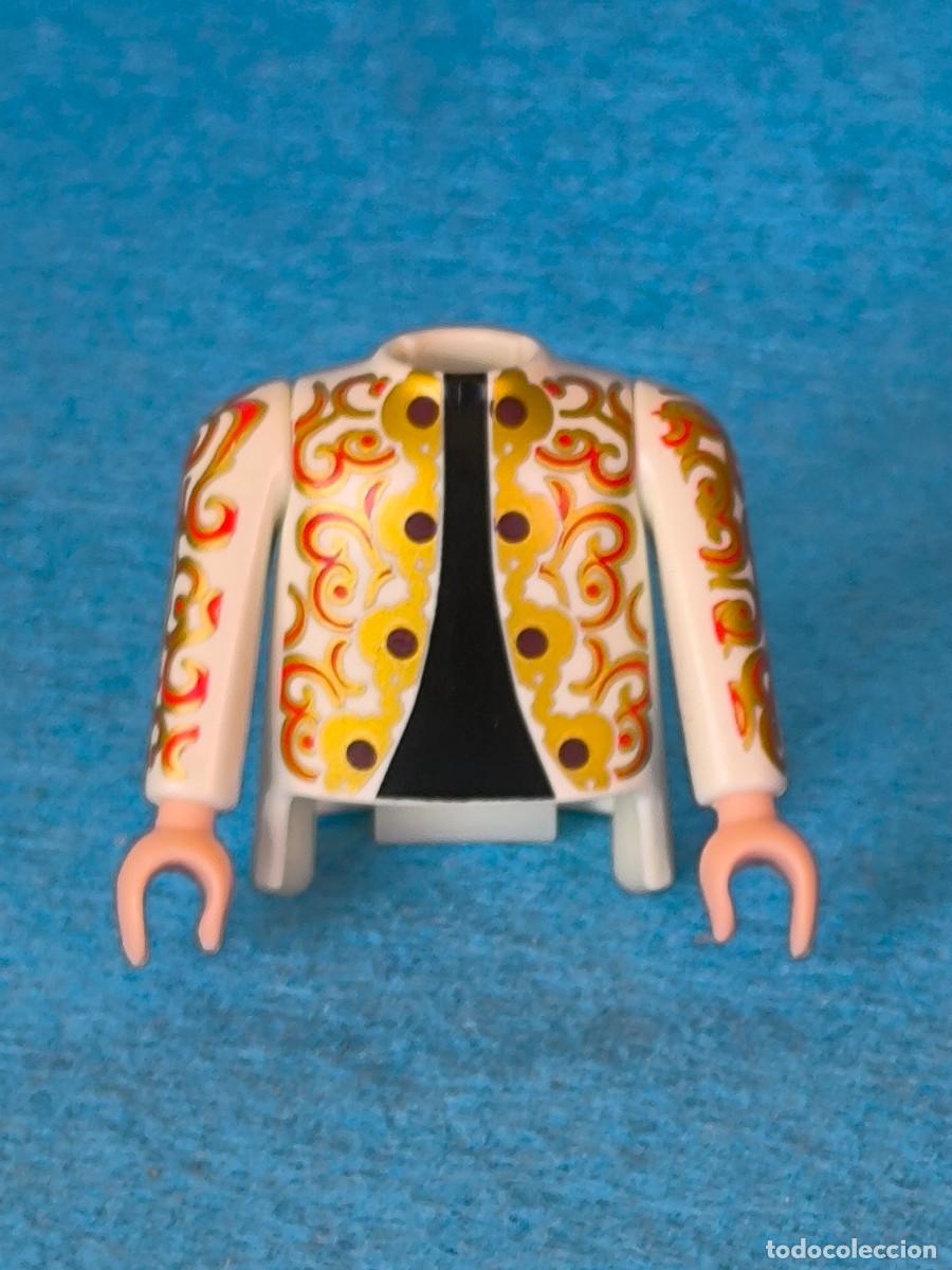 Playmobil: Playmobil torso cuerpo hombre chaqueta blanca filigranas doradas camisa negra oeste victoriano mago