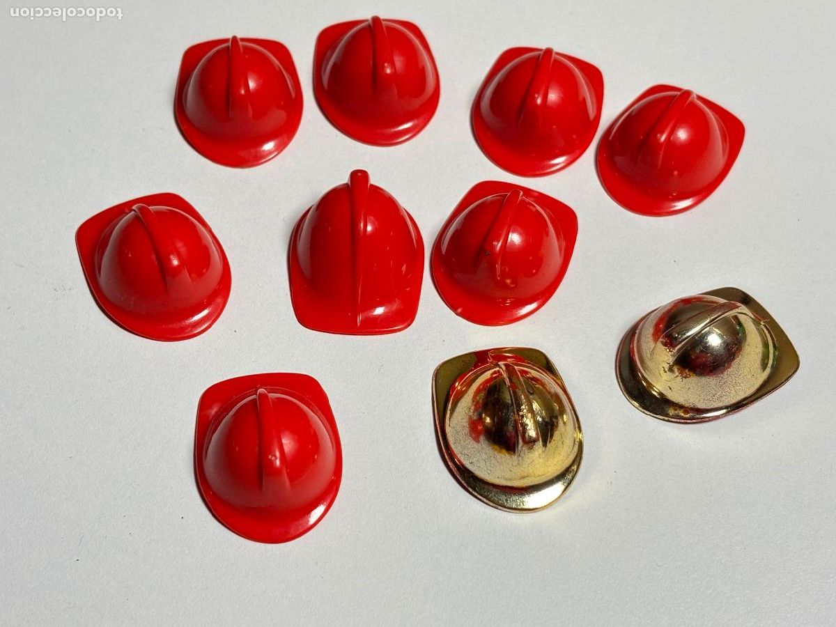 Playmobil: Playmobil lote casco bombero rojo y dorado