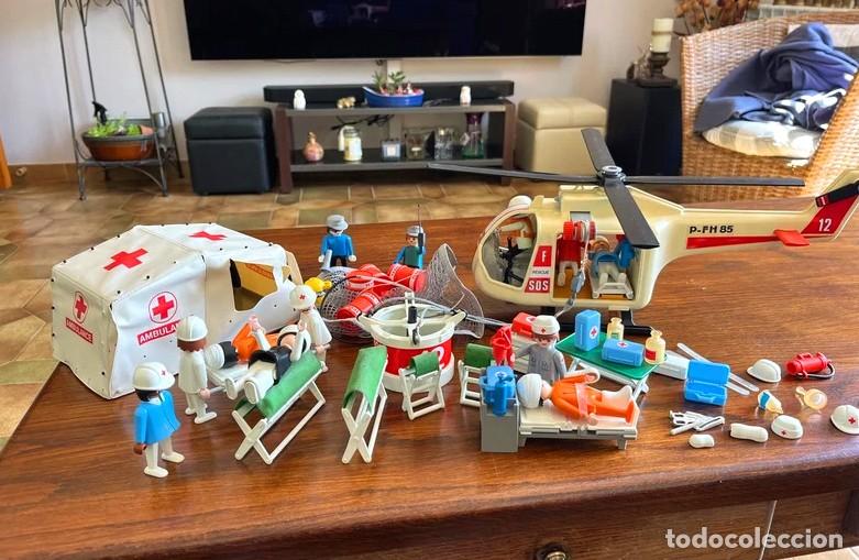 Playmobil: Lote Playmobil: Helicoptero 3789 y Hospital de campa&ntilde;a 3224 (Vintage)
