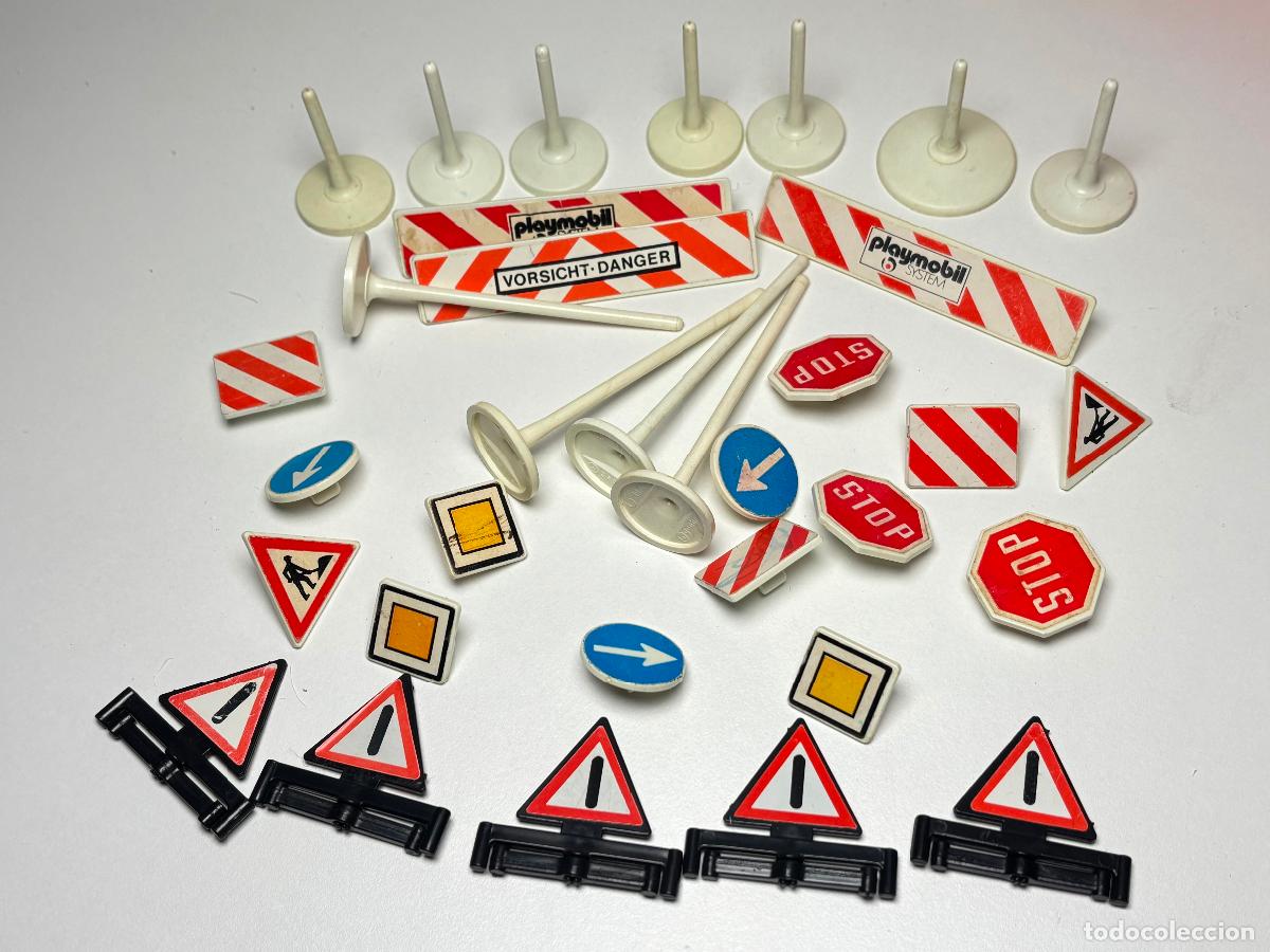 Playmobil: Playmobil lote se&ntilde;al de obra con soporte tri&aacute;ngulo