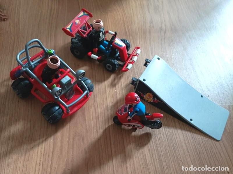 Playmobil: Lote Playmobil STUNT SHOW Veh&iacute;culos: kart, moto y quad, kart + rampa, ref. 70554