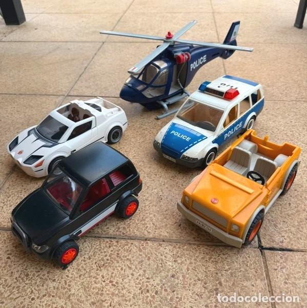 Playmobil: Lote de 5 veh&iacute;culos de Playmobil: coches y helic&oacute;ptero