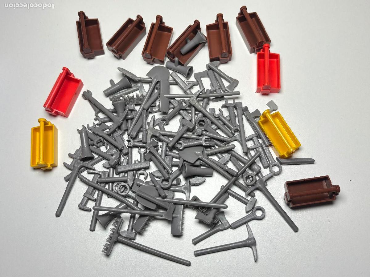 Playmobil: Playmobil lote caja con herramienta obra taller mec&aacute;nico