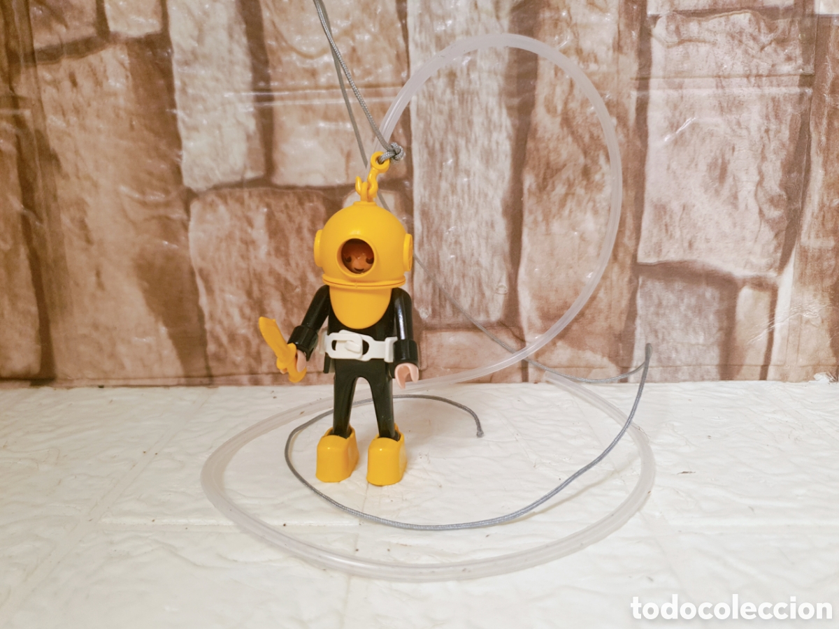 Playmobil: PLAYMOBIL REFERENCIA 100% COMPLET BUZO SUBMARINISTA 3348 BUCEADOR GOMA CUERDA GANCHO PU&Ntilde;O ESCAFANDRA