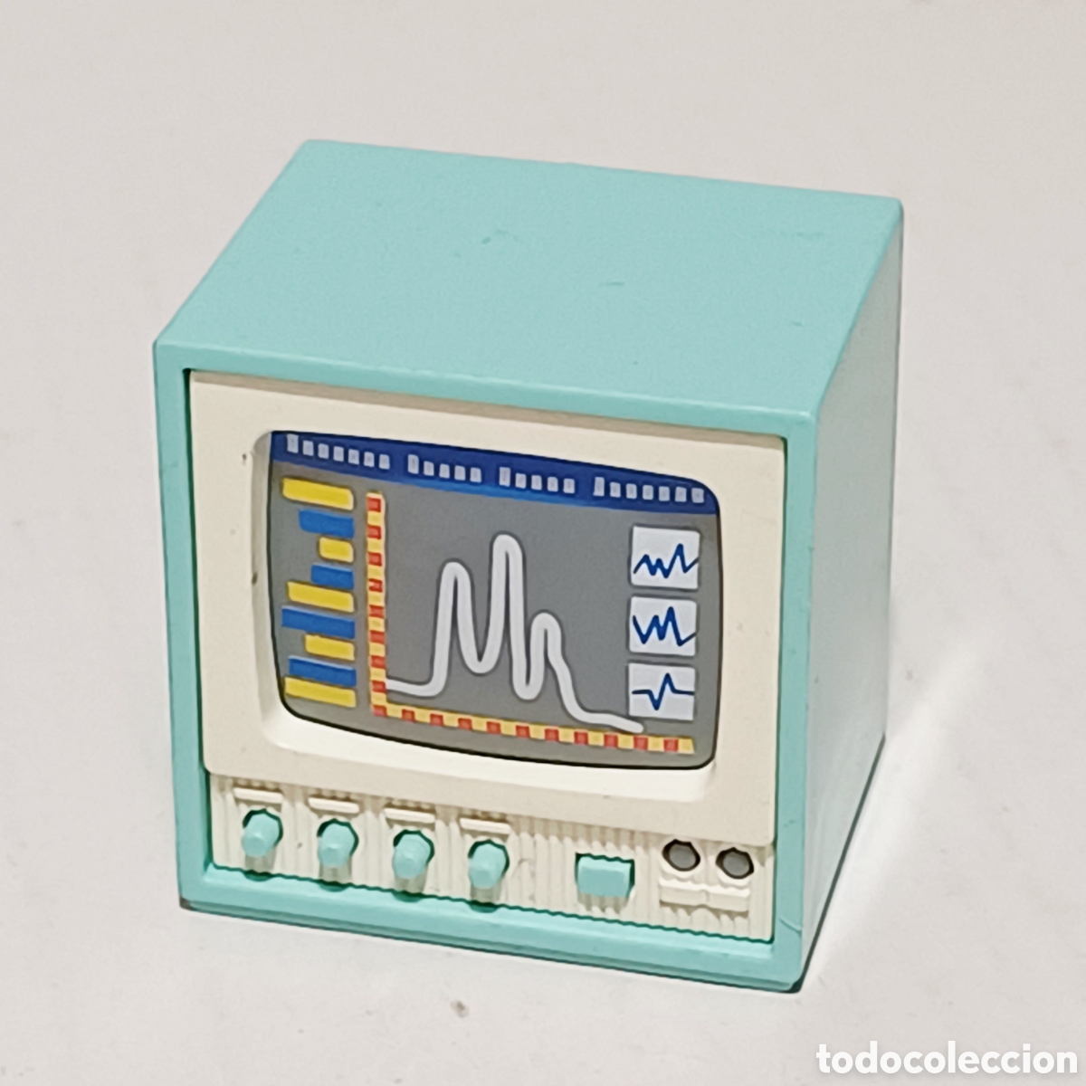 Playmobil: Pieza playmobil pantalla quirofano hospital electrocardiograma azul celeste