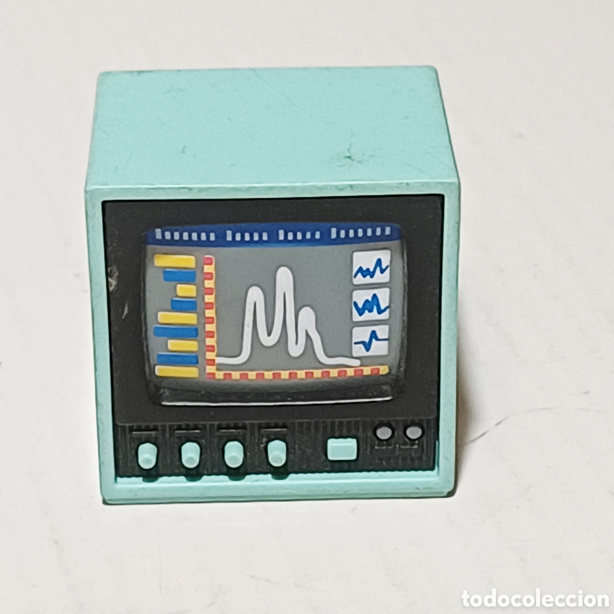 Playmobil: Pieza playmobil pantalla quirofano hospital electrocardiograma azul celeste