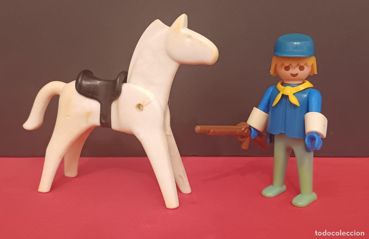 Playmobil: A3 FIGURA CABALLO BLANCO Y SOLDADO SEPTIMO CABALLERIA FUERTE PLAYMOBIL