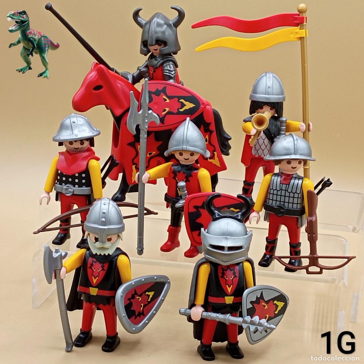 Playmobil: Playmobil figuras batallon caballeros del dragon rojo soldados guerreros 3269 3319 3320 5757 5815