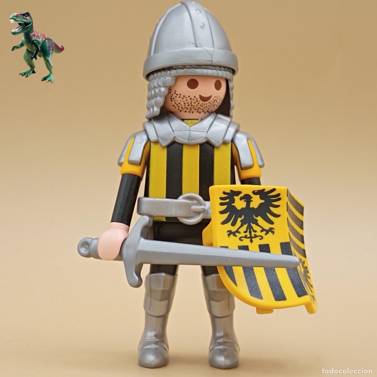 Playmobil: Playmobil figura caballero rayas negro amarillo guardia guerrero soldado castillo medieval