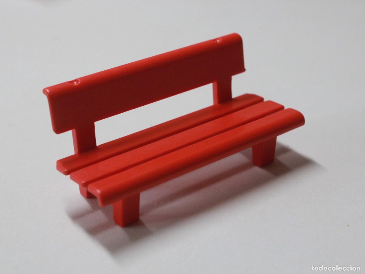Playmobil: Accesorio Playmobil banco rojo mobiliario parque estaci&oacute;n ciudad