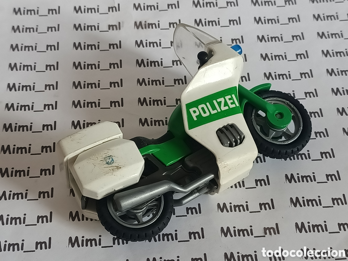 Playmobil: Playmobil moto polic&iacute;a motocicleta verde incompleta