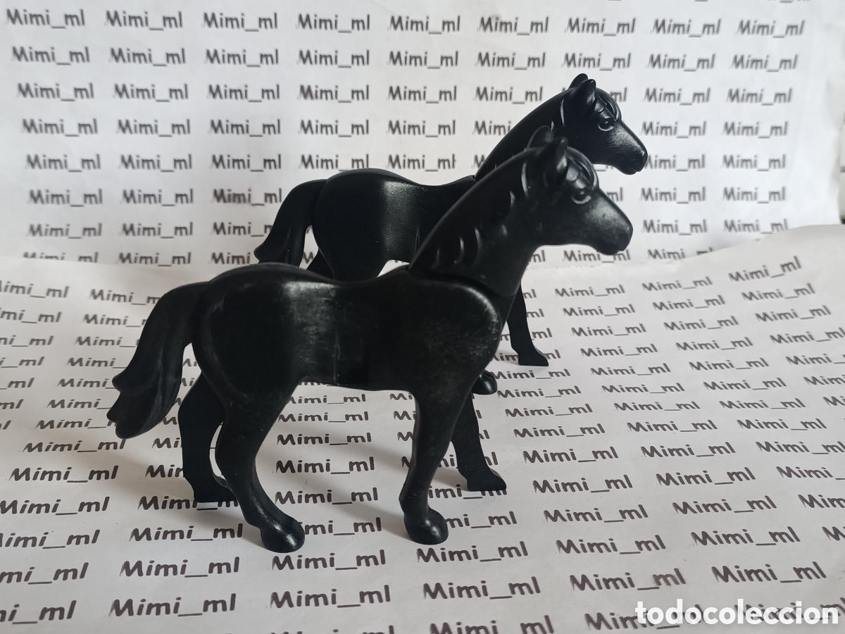 Playmobil: Playmobil 2 caballos negros segunda generaci&oacute;n animales western oeste medieval