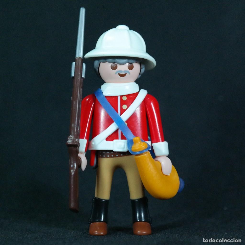 Playmobil: Playmobil soldado ingles con bigotes camel corps con cantimplora ☼